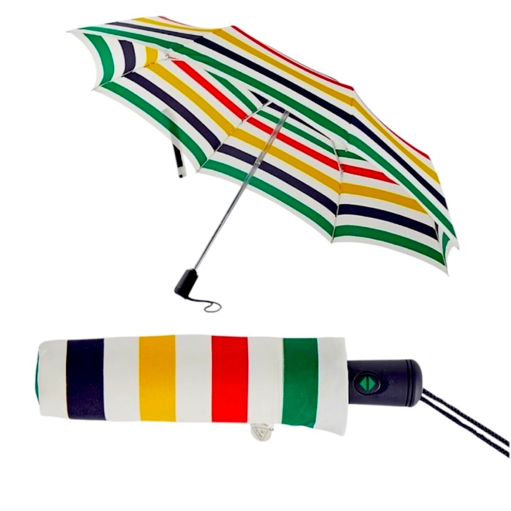 Hudson's Bay Fulton Multi-stripe Compact Folding Umbrella ~New~